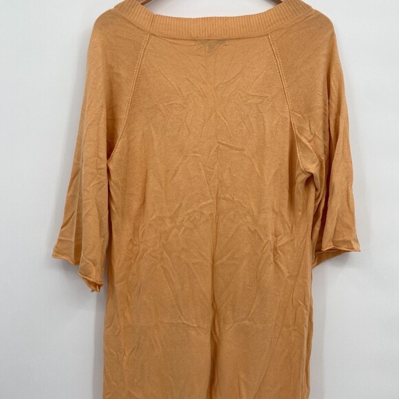 Sisters Womens Peach 3/4 Sleeve V Neck Knitted Pullover Sweater Dress Size Large - Picture 3 of 9
